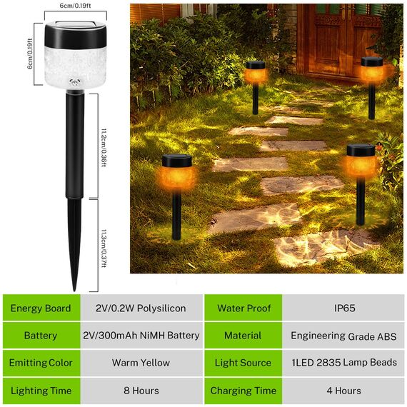 LED Solarleuchten Garten, 4 Stück Solarlampen Außen Deko IP65 Wasserdicht Solar Wegeleuchte für Terrasse, Rasen, Hinterhöfe,Weihnachtsdeko (warmes gelb)