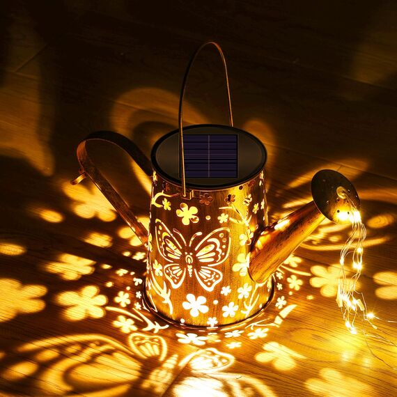 FLOWood Solarlampen für außen, Gartendeko für Draußen, Solarlampen Lichterkette Aussen, IP65 Wasserdicht Warmweiß Solarleuchten Garten für Hofweg, Balkon, Terrasse, Vintage Deko（Schmetterling）