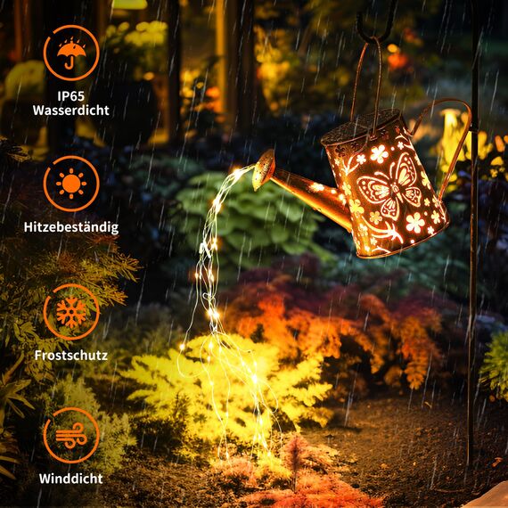 FLOWood Solarlampen für außen, Gartendeko für Draußen, Solarlampen Lichterkette Aussen, IP65 Wasserdicht Warmweiß Solarleuchten Garten für Hofweg, Balkon, Terrasse, Vintage Deko（Schmetterling）