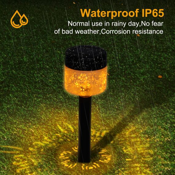 LED Solarleuchten Garten, 4 Stück Solarlampen Außen Deko IP65 Wasserdicht Solar Wegeleuchte für Terrasse, Rasen, Hinterhöfe,Weihnachtsdeko (warmes gelb)