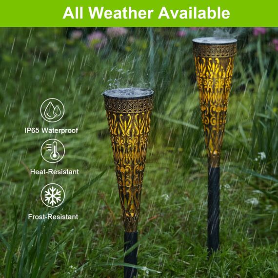 GEARLTIE Solarlampen für Außen Garten 4 Stück, 800 mAh Solarleuchten für Außen mit Warm/Weißem LED, IP65 Wetterfest Balkon Deko Garten aus Metall, Lampions Solar Outdoor Weg Terrasse