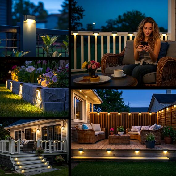 GIGALUMI Solarlampen für außen, 16 Stück Treppenleuchtung, Solar Zaunlichter, Gartenleuchten, wasserdicht Solarleuchten für Balkon, Treppen, Terrassen, Zaun, Hof, Patio (Grau, Warmweiß)