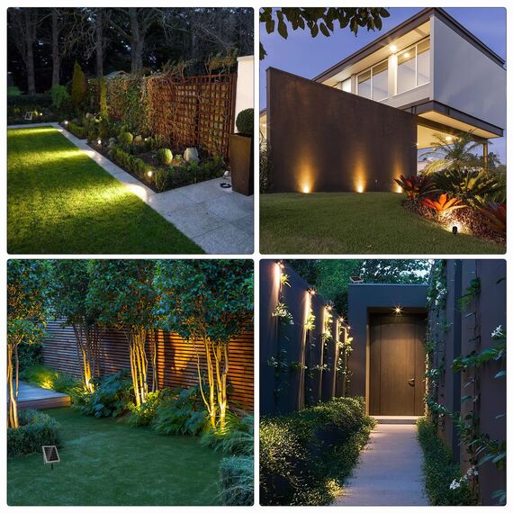 MEIKEE Solar Strahler 6 Stück 2700K Warmweiß Solar Gartenleuchte mit Erdspieß IP66 Wasserdicht 3 Helligkeit 2 Modi Gartenbeleuchtung 6000MAH Solarlampen für Außen Garten Rasen Terrasse Baum