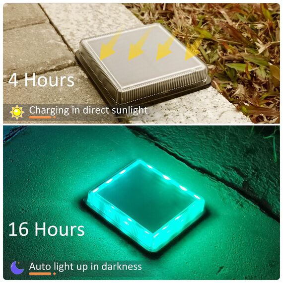 Lacasa 4-Stück Solar Bodenleuchten Aussen, Farbwechsel RGB LED Solarleuchten Garten Bodenleuchte, Eckig Solar Treppenbeleuchtung Außen Wasserdicht IP68 für Boden Weg Treppen Terrasse Beckenrand