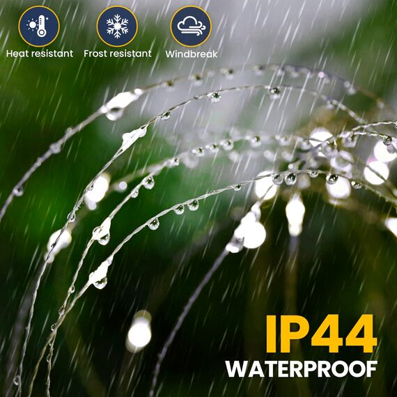 GIGALUMI Solarleuchten für den Außenbereich, 2 Stück, Solar-Feuerwerk-Lichter, wasserdicht, 120 LEDs, Solar-Starburst-Licht für Hof, Balkon, Terrasse, Pflanzgefäß, Gartendekoration (kaltweiß)