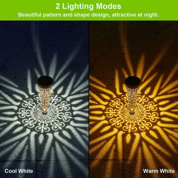 GEARLTIE Solarlampen für Außen Garten 4 Stück, 800 mAh Solarleuchten für Außen mit Warm/Weißem LED, IP65 Wetterfest Balkon Deko Garten aus Metall, Lampions Solar Outdoor Weg Terrasse