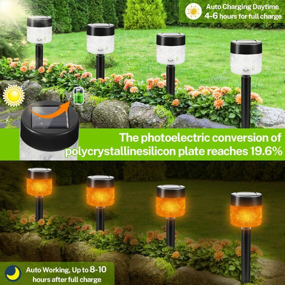 LED Solarleuchten Garten, 4 Stück Solarlampen Außen Deko IP65 Wasserdicht Solar Wegeleuchte für Terrasse, Rasen, Hinterhöfe,Weihnachtsdeko (warmes gelb)