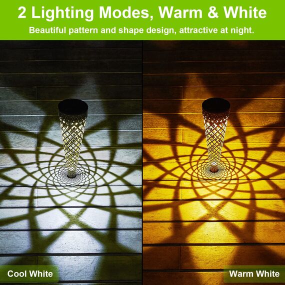 GEARLTIE Solarlampen für Außen Garten 4 Stück, 800 mAh Solar Gartenleuchten mit Warm/Weißem LED, IP65 Wetterfest Solarleuchten Garten aus Metall, Gartendeko für Draußen Weg Outdoor FT (Style B)