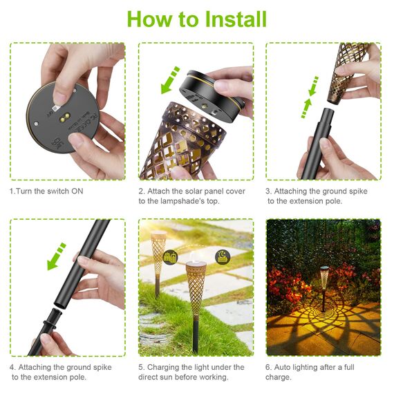 GEARLTIE Solarlampen für Außen Garten 4 Stück, 800 mAh Solar Gartenleuchten mit Warm/Weißem LED, IP65 Wetterfest Solarleuchten Garten aus Metall, Gartendeko für Draußen Weg Outdoor FT (Style B)