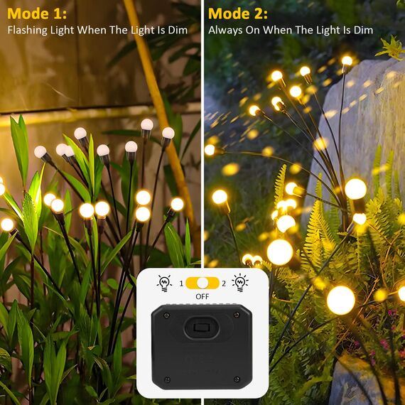 Solarlampen für Außen Garten, 6 Stück 8LED Glühwürmchen Solarleuchten Außen Neu Aufgerüstet Höhen Optional Modi Glühwürmchen Licht IP65 Wasserdicht Solarleuchten für Pathway Yard Patio Dekoratives