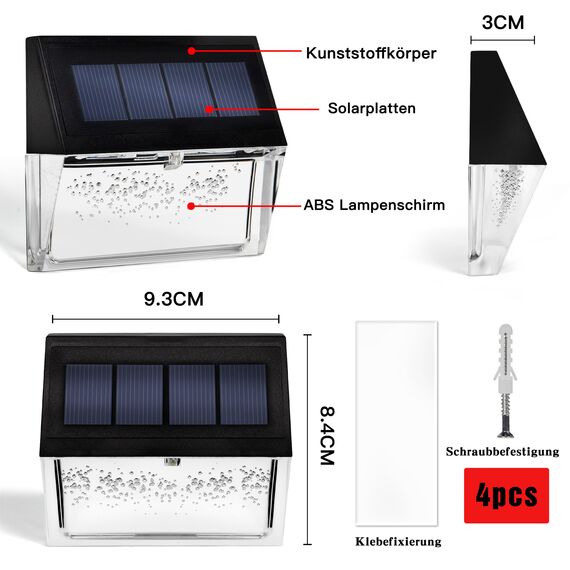 YOFIG Solarlampen für Außen, Wasserdichte Solarleuchten Garten Deko, Gartendeko 4 Stück Led Solar Gartenleuchten für Terrasse und Stufen, Solarleuchte mit 2 Modi-Warmweiß/Farbwechselnde