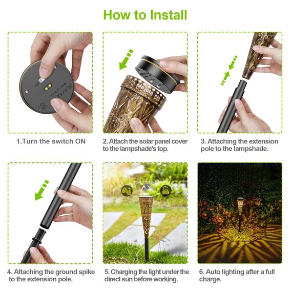 GEARLTIE Solarlampen für Außen Garten 4 Stück, 800 mAh Solarleuchten für Außen mit Warm/Weißem LED, IP65 Wetterfest Balkon Deko Garten aus Metall, Lampions Solar Outdoor Weg Terrasse