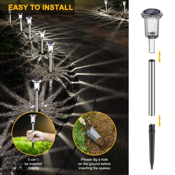 Solarleuchten für Außen, [6 Stück] Solarlampen Garten Außen Kaltes Weiß,IP65 Wasserdicht Kabellos LED Gartenleuchten für Garten,Balkon,Auffahrt,Weg, Bäume,Rasen, Sträucher