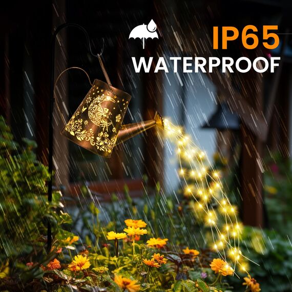 GIGALUMI Solarlampen für außen, Gartendeko für außen, Wasserdicht LED gießkanne,Solar Hängelaterne mit Halterung, für Garten, Rasen, Weg, Terrasse (Fee)