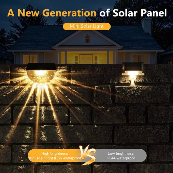 Auting Solarlampen für Außen, 4 Stück Solar Decklichter für die Garten dekoration,Wasserdichte Solar Zaunlichter Warmweiß für Außentreppen, Treppen, Zaun, Hof, Terrasse und Weg