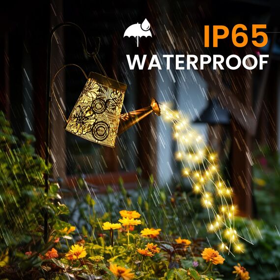GIGALUMI Solarlampen für außen, Gartendeko für außen, Wasserdicht LED gießkanne,Solar Hängelaterne mit Halterung, für Garten, Rasen, Weg, Terrasse (große Blume)