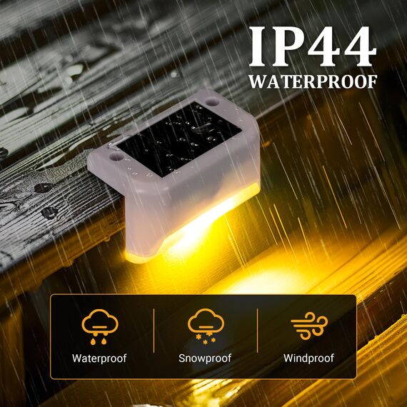 GIGALUMI Solarlampen für außen, 16 Stück Treppenleuchtung, Solar Zaunlichter, Gartenleuchten, wasserdicht Solarleuchten für Balkon, Treppen, Terrassen, Zaun, Hof, Patio (Weiß, Warmweiß)