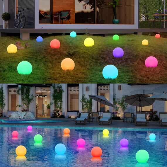 MALUX Solarlampen 3Stück Solarkugeln mit Fernbedienung Solarkugel Wasserdicht IP67 Solar kugeln für außen mit 8 Farben Automatisch Aufleuchten Garten Terrasse (D13CM)