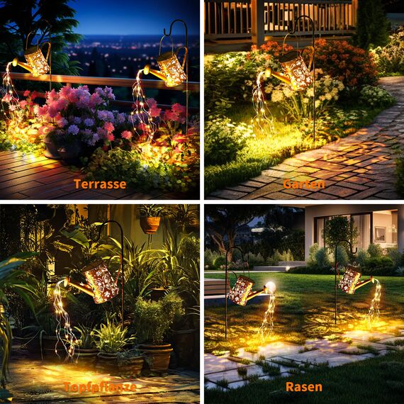 FLOWood Solarlampen für außen, Gartendeko für Draußen, Solarlampen Lichterkette Aussen, IP65 Wasserdicht Warmweiß Solarleuchten Garten für Hofweg, Balkon, Terrasse, Vintage Deko（Schmetterling）