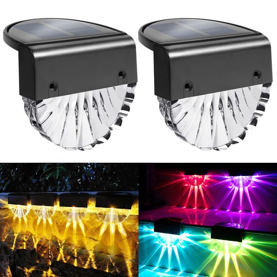 YOFIG Solarlampen für Außen Garten, Wasserdichte Solarleuchten Garten Dekoration, 2 Stück Led Solar Gartenleuchten für Terrasse und Stufen, Solarleuchte mit 2 Modi-Warmweiß/Farbwechselnde