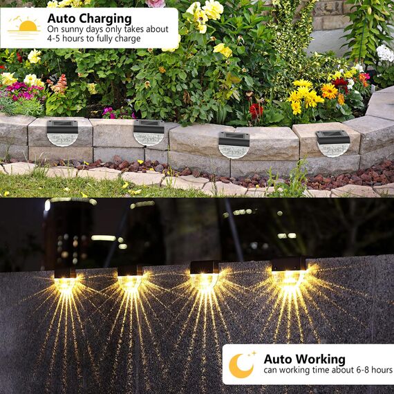 Auting Solarlampen für Außen, 4 Stück Wegbeleuchtung 2 Modi LED Warmweiß/Farbwechselnde Beleuchtung ,Wasserdichte Solar Lampe für die Garten Dekoration,Treppe,Gartenwege, Schwarz