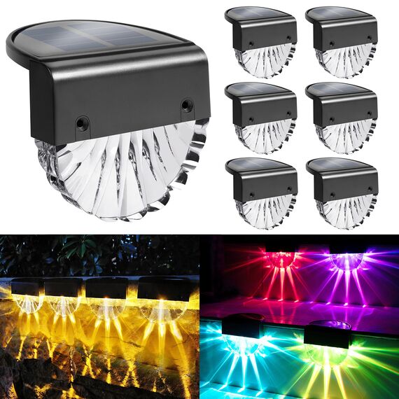 YOFIG Solarlampen für Außen Garten, Wasserdichte Solarleuchten Garten Dekoration, 6 Stück Led Solar Gartenleuchten für Terrasse und Stufen, Solarleuchte mit 2 Modi-Warmweiß/Farbwechselnde
