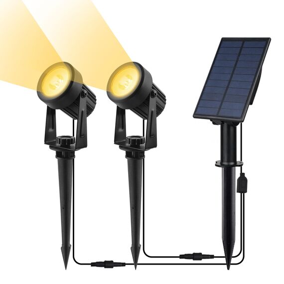 CORESLUX Solar Gartenleuchten Solarlampen für Außen Garten IP65 Wasserdicht Gartenleuchte Solar Gartenbeleuchtung 3000K LED Solarstrahler für Außen Gartenweg Bäume Sträucher (2 Licht)