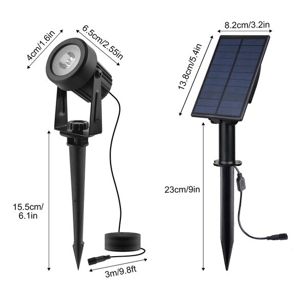 CORESLUX Solar Gartenleuchten Solarlampen für Außen Garten IP65 Wasserdicht Gartenleuchte Solar Gartenbeleuchtung 6000K LED Solarstrahler für Außen Gartenweg Bäume Sträucher (2 Licht)