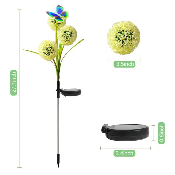 Fohil Solarlampen für Außen Garten, 2 Stück Solarleuchten Garten Deko Löwenzahn Blumen mit Farbwechsel LED,2 Modi Dekoration Licht IP65 Wasserdicht für Rasen, Balkon, Terrasse, Hof, Weihnachtsdeko