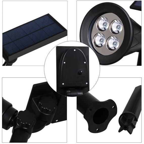 T-SUN 4 Stück LED Solarleuchten, Wasserdicht Drahtlos Solarbetriebene Gartenleuchten, 2 Beleuchtungsmodi, Auto-on/off, Natürliches Weiß 4000K, Outdoor Wandleuchte für Hof, Rasen, Wege, Auffahrt.