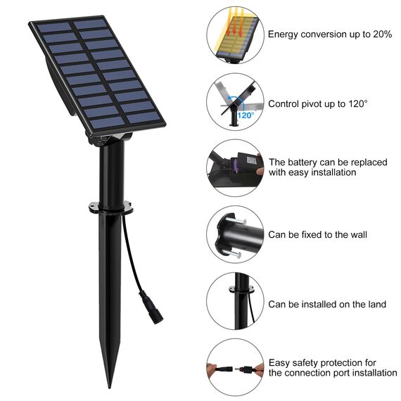 T-SUN Solarlampen für Außen Garten, 2 Stück LED Solar Gartenleuchten, Gartenleuchten Solar, Wasserdicht LED Solarlampe, Gartenlampe, Wegeleuchte, Spotbeleuchtung (Farbwechsel)