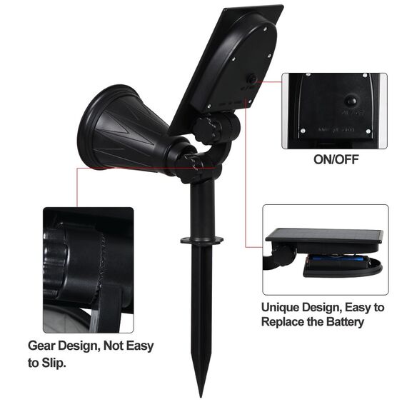 T-SUN 4 Stück LED Solarleuchten, Wasserdicht Drahtlos Solarbetriebene Gartenleuchten, 2 Beleuchtungsmodi, Auto-on/off, Natürliches Weiß 4000K, Outdoor Wandleuchte für Hof, Rasen, Wege, Auffahrt.