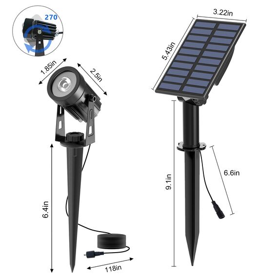 T-SUN Solarlampen für Außen Garten, 2 Stück LED Solar Gartenleuchten, Gartenleuchten Solar, Wasserdicht LED Solarlampe, Gartenlampe, Wegeleuchte, Spotbeleuchtung (Farbwechsel)