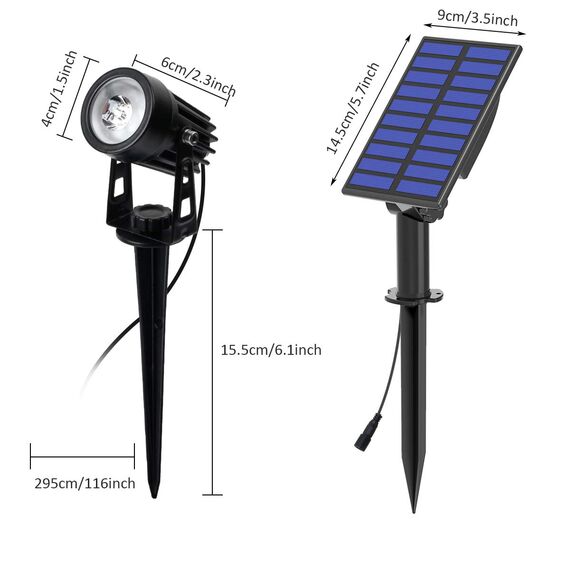 T-SUN Solar-Landschaftsstrahler, 3-in-1 solarbetriebene Spot-Lichter, IP65 wasserdichte Garten-Rasenlichter, verstellbare Außenwandleuchten, 2 Modi, dekoratives Gartenspike-Licht, für Terrasse, Hof