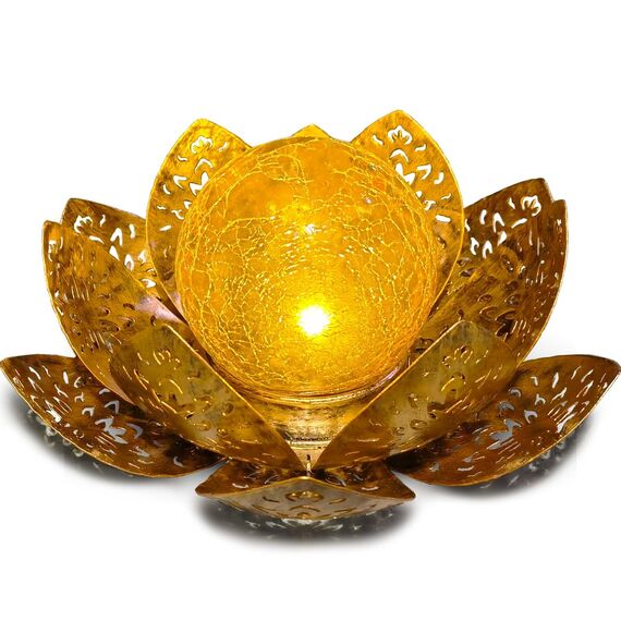 Solarlampen für Außen Solar Lotus Garten Deko Solar Bodenleuchte für Garten Warmes Licht Gartenleuchten für Außen Terassendeko LED Solarleuchten Wasserdicht Metall Solarlaterne