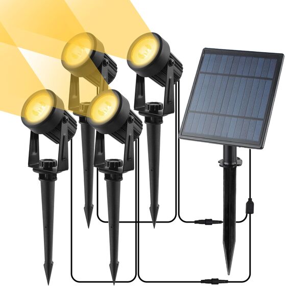 CORESLUX Solar Gartenleuchten Solarlampen für Außen Garten IP65 Wasserdicht Gartenleuchte Solar Gartenbeleuchtung 3000K LED Solarstrahler für Außen Gartenweg Bäume Sträucher (Gelb)