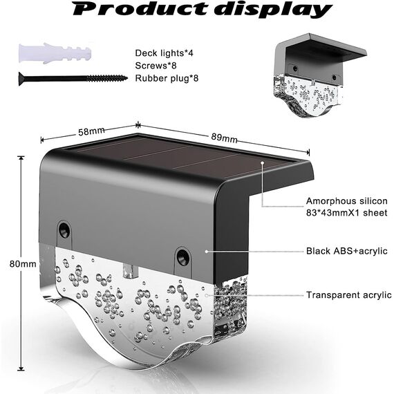 AGOTD Solarleuchte für den Garten, für den Außenbereich, Solar-Beleuchtung für den Garten, Terrassenlampe für den Außenbereich, 2 LED-Modi, Warmweiß + Bernstein, 6 Stück