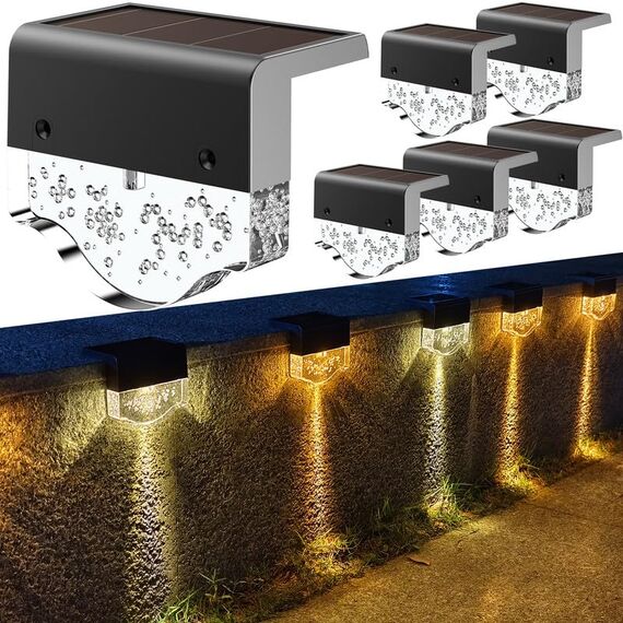 AGOTD Solarleuchte für den Garten, für den Außenbereich, Solar-Beleuchtung für den Garten, Terrassenlampe für den Außenbereich, 2 LED-Modi, Warmweiß + Bernstein, 6 Stück