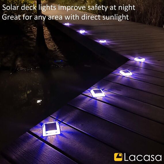 Lacasa Solar Bodenleuchten Aussen, 4 Stück Solarleuchten für Außen 30LM Solarlampen IP68 Wasserdicht Auto ON/OFF LED Wegeleuchten für Garten Rasen Terrasse Hof, Mischfarben (Warmweiß + Blaues Licht)