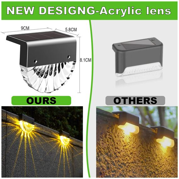 NORA TWIPS Solarleuchten für den Garten im Freien, wasserdichte Solarlampe für Gartendekoration, 4 Stück LED-Gartenleuchten für Terrasse, Garten, Treppen und Treppen, 2 Modi LED Warmweiß/Farbwechsel-B