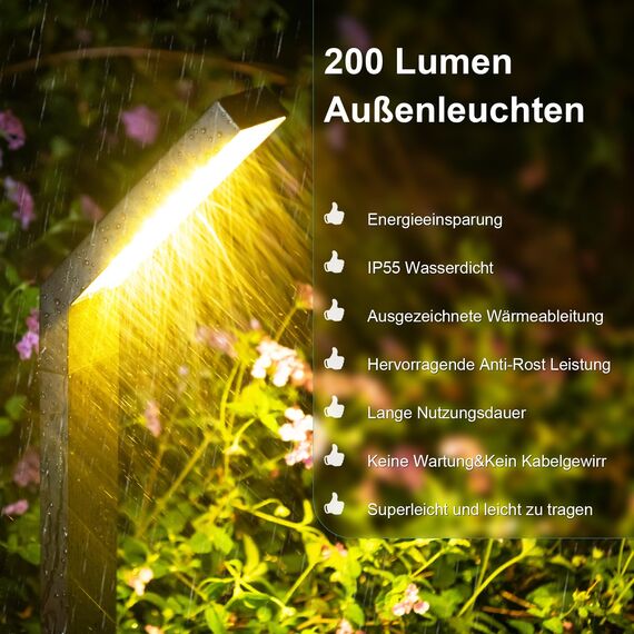 AGOTD Solarleuchte für Außen Garten, 4 Stück Solarlampen mit 3 Lichtmodi Wegeleuchten, IP55 Wasserdicht Solar Gartenleuchte für Garten, Deck, Rasen, Hof, Weg, Einfahrt