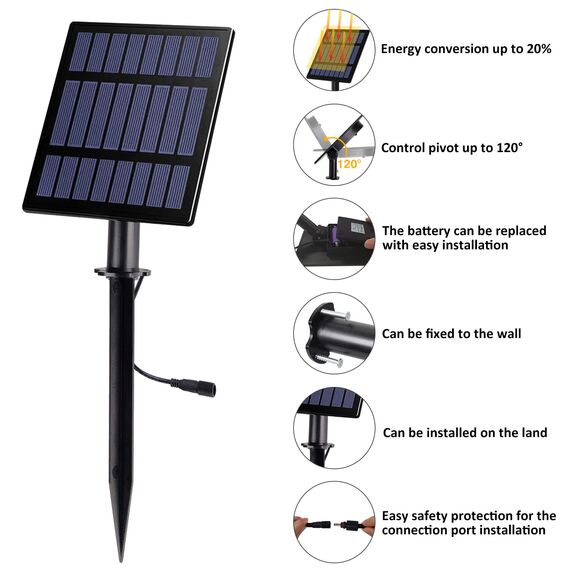 T-SUN Gartenstrahler Solar, 4 Stück Solarstrahler Solarlampen für garten, IP65 Wasserdicht LED Solarlampe mit 2 Helligkeitsstufe, 3 Meter Kabe für Bäume,Sträucher,Gartenweg (RGB)