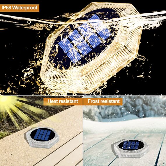 YiLaie Solarlampen für Außen garten，solarleuchten für außen 360° LED Solar Treppe Licht IP68 Wasserdicht mit Auto On/Off Solar Weg Licht, Warmes Weiß 2700K, 6 Stück