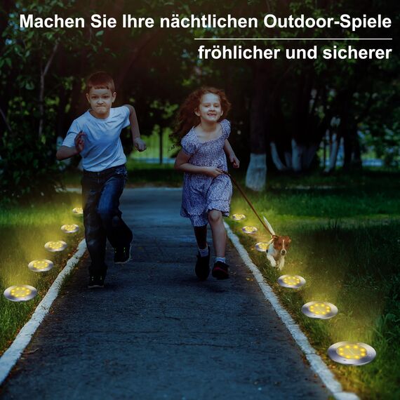 Qedertek Solar Bodenleuchten Aussen Garten - 8 Stück 8 LED Solarleuchten Außenleuchte Warmweiß, Led Solar Gartenleuchten Wasserdicht Solarlampen für Garten, Rasen, Gehweg, Patio, Auffahrt