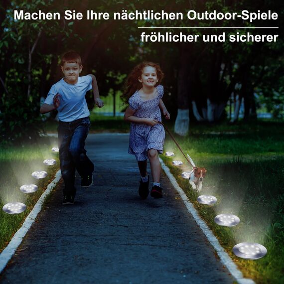 Qedertek 8 Stück Solar Bodenleuchten Aussen Garten - 8 LED Solarleuchten Außenleuchte Weiß, Solar Gartenleuchten Wasserdicht Solarlampen für Garten, Rasen, Patio, Gehweg, Auffahrt
