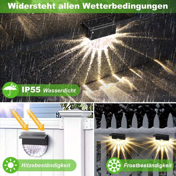NORA TWIPS Solarleuchten für den Garten im Freien, wasserdichte Solarlampe für Gartendekoration, 4 Stück LED-Gartenleuchten für Terrasse, Garten, Treppen und Treppen, 2 Modi LED Warmweiß/Farbwechsel-B