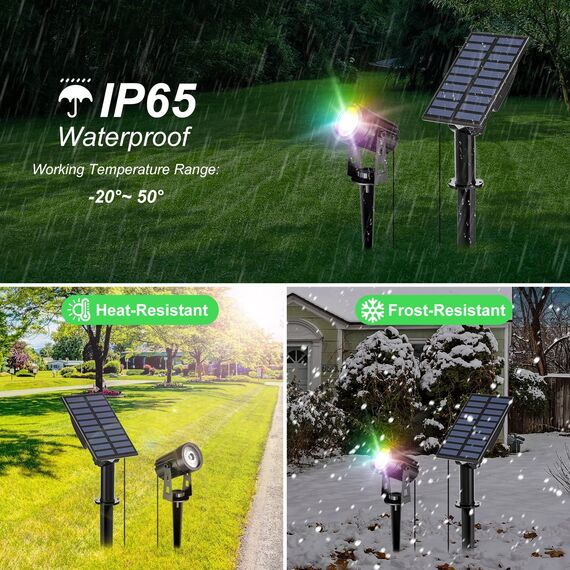 T-SUN Solar Gartenleuchten, 2-in-1 Wasserdicht Drahtlos Outdoor Wandleuchte, 2 Beleuchtungsmodi, Sicherheitsbeleuchtung für Hof, Rasen, Wege, Auffahrt, Terrasse（RGB）