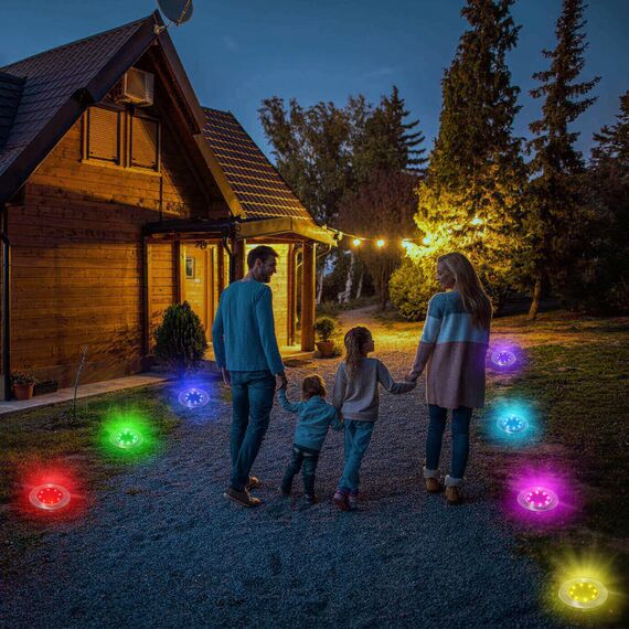 Qedertek Solar Bodenleuchten Aussen Garten, 8 Stück 8 LED Solarleuchten Außenleuchte RGB, Solar Gartenleuchten IP65 Wasserdicht Solarlampen für Außen, Rasen, Gehweg, Patio, Auffahrt