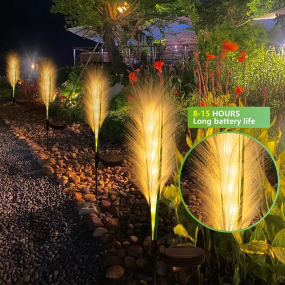 AGOTD Solarleuchten Garten Schilf, Solarlampen für Außen, Wasserdichte Gartendeko für Draußen, Solar Deko für Rasen Gehweg Balkon Terrassen Landschaft Wegbeleuchtung, 2 Stück