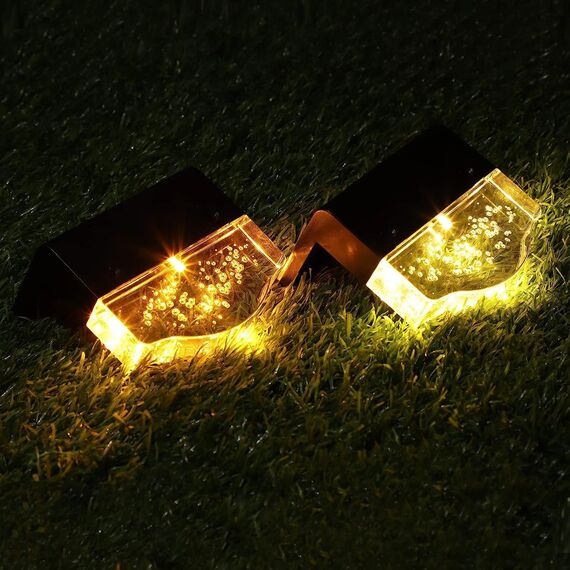 AGOTD Solarleuchte für den Garten, für den Außenbereich, Solar-Beleuchtung für den Garten, Terrassenlampe für den Außenbereich, 2 LED-Modi, Warmweiß + Bernstein, 6 Stück